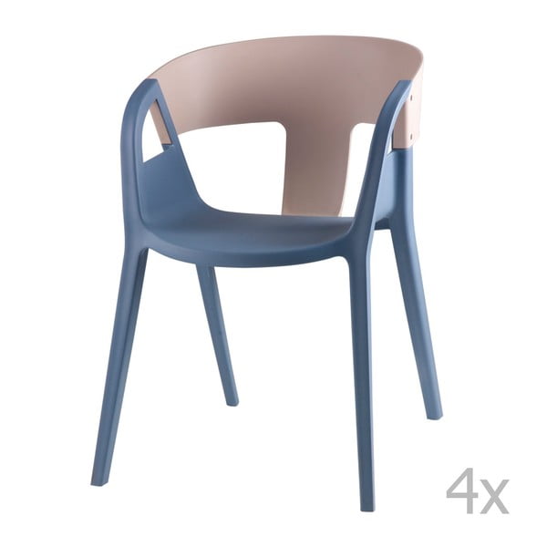 Sada 4 šedo-modrých jídelních židlí sømcasa Willa