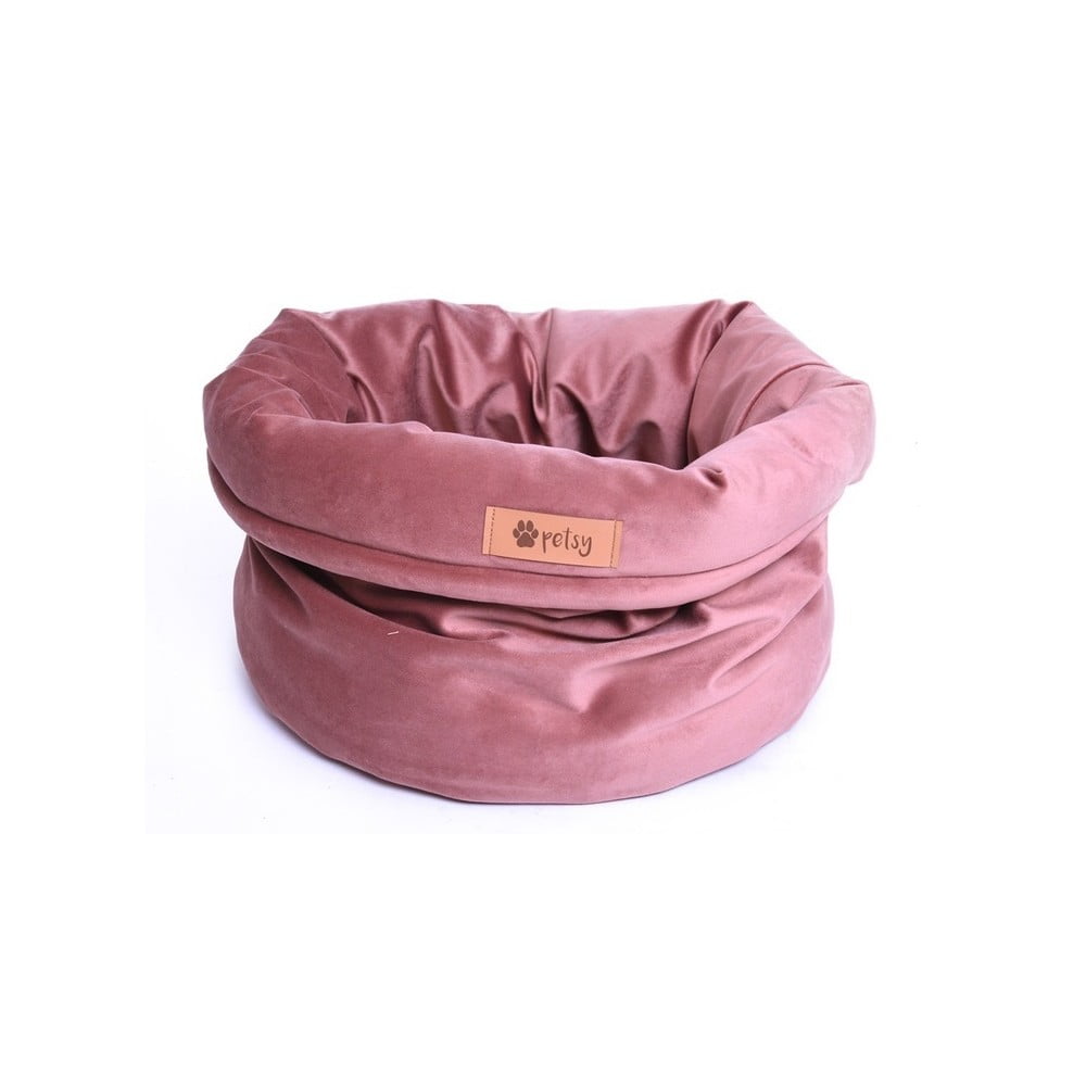 Růžový sametový pelíšek ø 40 cm Basket Royal - Petsy
