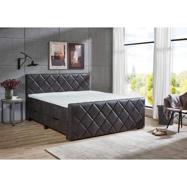 Černá boxspring postel s úložným prostorem 180x200 cm Chester – Rojaplast-image-3