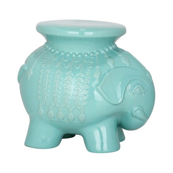 Tyrkysově modrý keramický stolek vhodný do exteriéru Safavieh Elephant