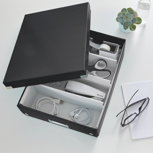 Černý kartonový úložný box s víkem 28x37x10 cm Click&Store – Leitz-image-1