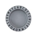 Šedý dětský hluboký talíř Design Letters Eat & Learn, ø 15,5 cm