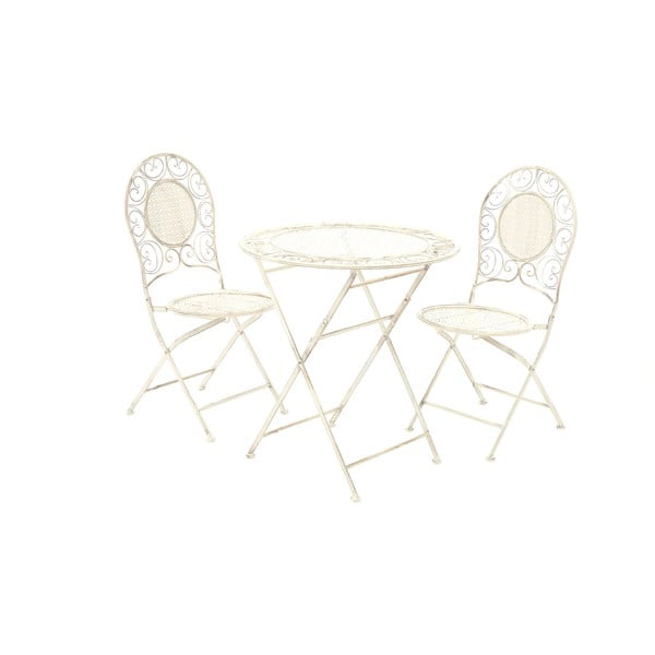 Set 2 krémových zahradních skládacích židlí a stolku Premier Housewares Jardin