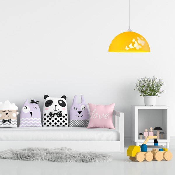 Okrově žluté dětské svítidlo se skleněným stínidlem ø 30 cm Mariposa – LAMKUR-image-3