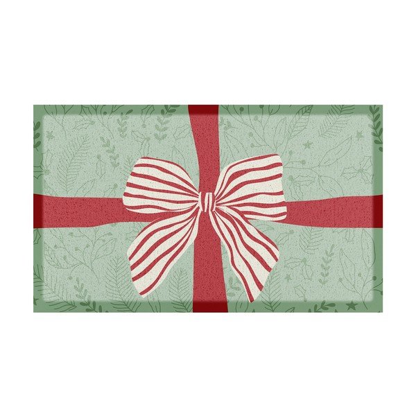 Rohožka s vánočním motivem z recyklovaného plastu 40x70 cm Red & White Stripe Bow – Artsy Doormats