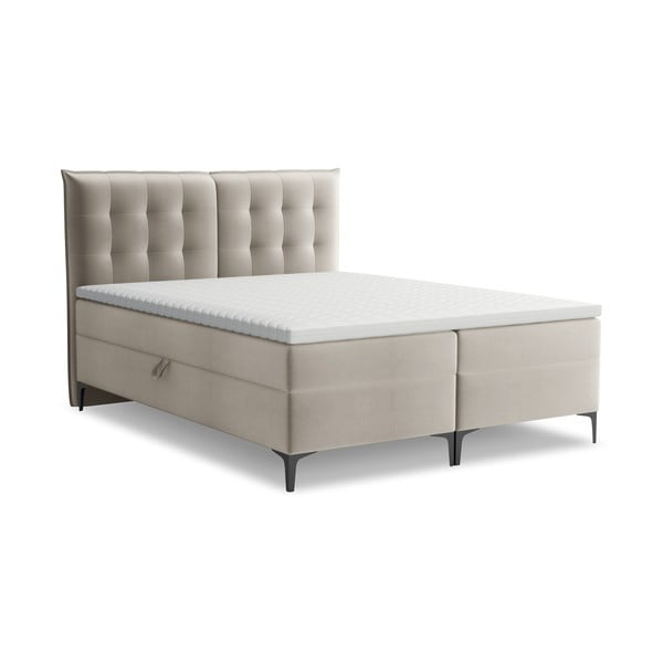 Taupe boxspring postel s úložným prostorem 140x200 cm Mikana – Makamii