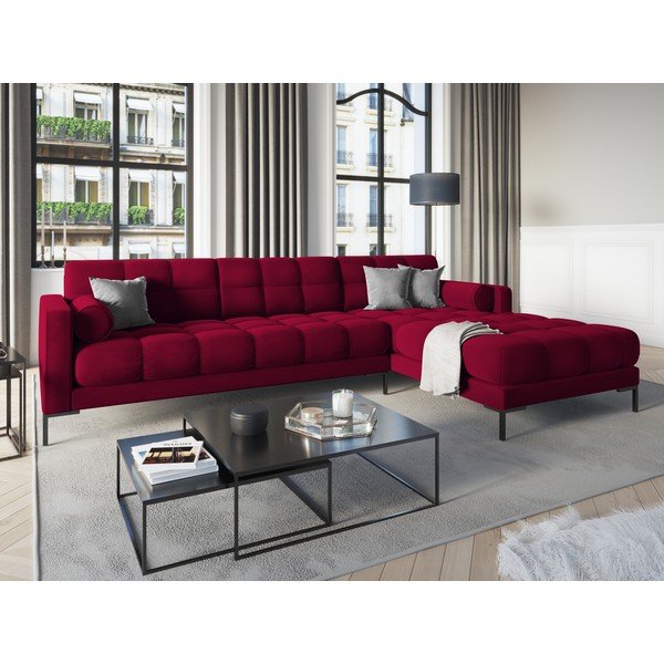 Červená sametová rohová pohovka Cosmopolitan Design Bali, pravý roh-image-1