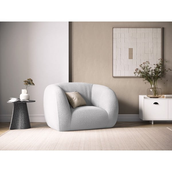 Světle šedé křeslo z textilie bouclé Essen – Cosmopolitan Design-image-1