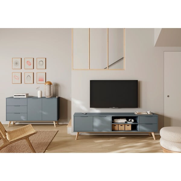 TV stolek šedozelený 180x53x40 cm Pisco – Marckeric-image-1