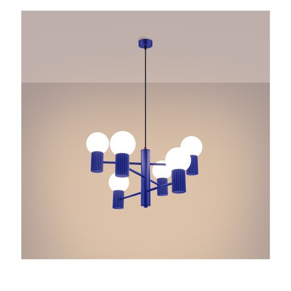 Modré závěsné svítidlo se skleněným stínidlem Orbital – Sollux-image-4
