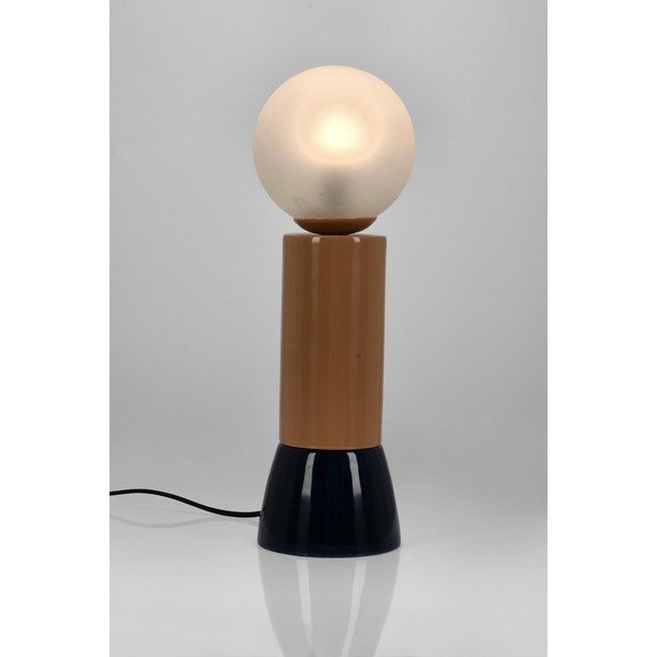 Kovová stolní lampa se skleněným stínidlem (výška 47 cm) Malton – Bizzotto-image-1