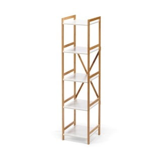 Bílý úzký pětipatrový regál s bambusovou konstrukcí Bonami Essentials Lora