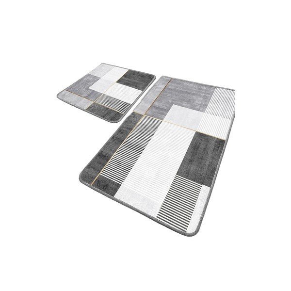 Šedé koupelnové předložky v sadě 2 ks 60x100 cm Pendor – Foutastic