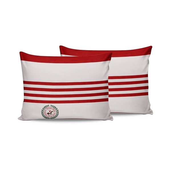 Sada 2 červeno-bílých bavlněných povlaků na polštáře Beverly Hills Polo Club Rojo, 50 x 70 cm