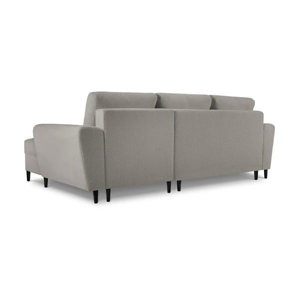 Světle šedá rozkládací/s úložným prostorem rohová pohovka z textilie bouclé (pravý roh/s lenoškou) Kyoto – Cosmopolitan Design-image-4