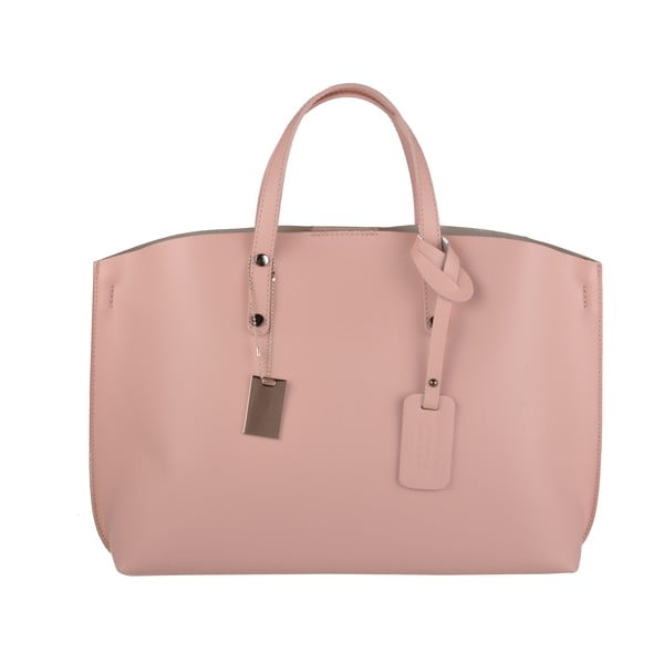 Růžová kožená kabelka Florence Bags Sparta