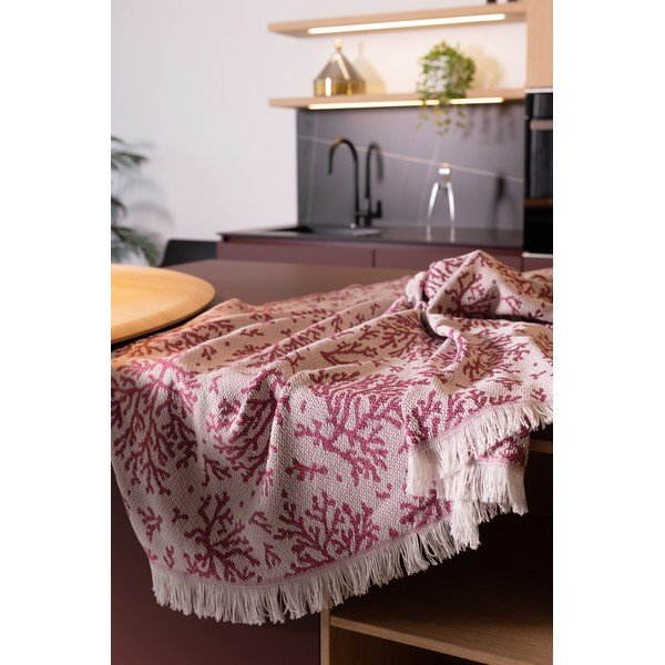 Tmavě růžový pléd s podílem bavlny Euromant Summer Coral, 140 x 180 cm-image-1