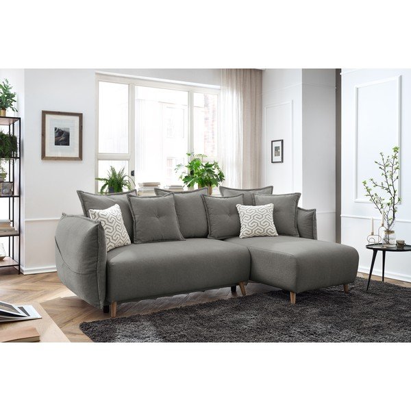 Světle šedá rozkládací rohová pohovka (variabilní) Nessa – Bobochic Paris-image-1