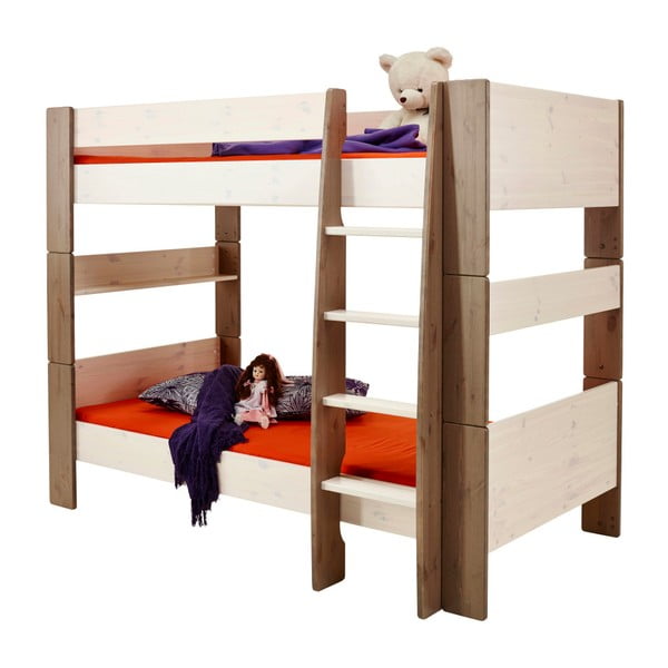 Dřevěná patrová postel s bílými detaily 13Casa Kids, 90 x 200 cm