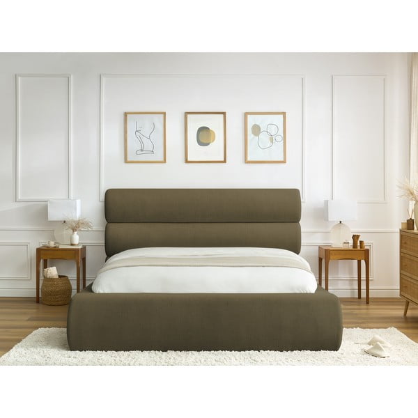 Tmavě zelená čalouněná dvoulůžková postel s úložným prostorem s roštem 180x200 cm Jagna – Bobochic Paris-image-4