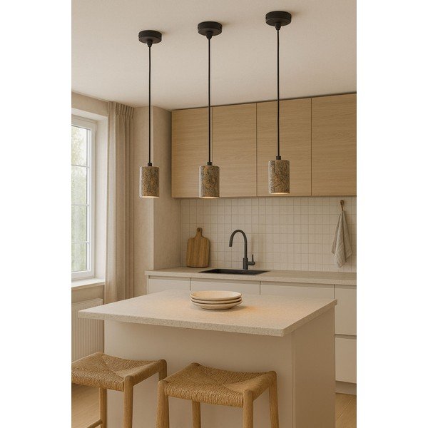 Šedé závěsné svítidlo s kamenným stínidlem ø 6,5 cm Selma – Opviq lights-image-1