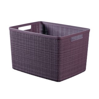 Hnědo-fialový úložný koš Curver Jute, 20 l