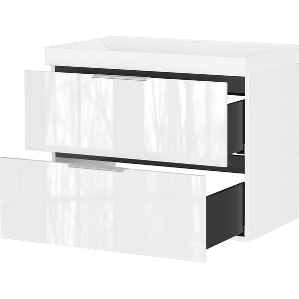 Bílá lesklá závěsná skříňka pod umyvadlo 81x65 cm Celano – Germania-image-4