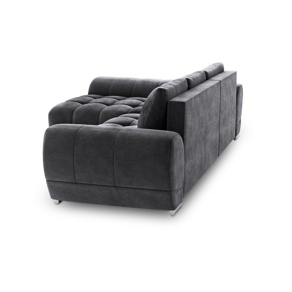 Tmavě šedá rozkládací rohová pohovka se sametovým potahem Windsor & Co Sofas Nuage, levý roh-image-4