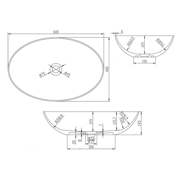 Bílé keramické umyvadlo Sapho Thin, 60 x 40 cm-image-3