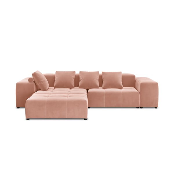 Růžová sametová rohová pohovka (variabilní) Rome Velvet - Cosmopolitan Design