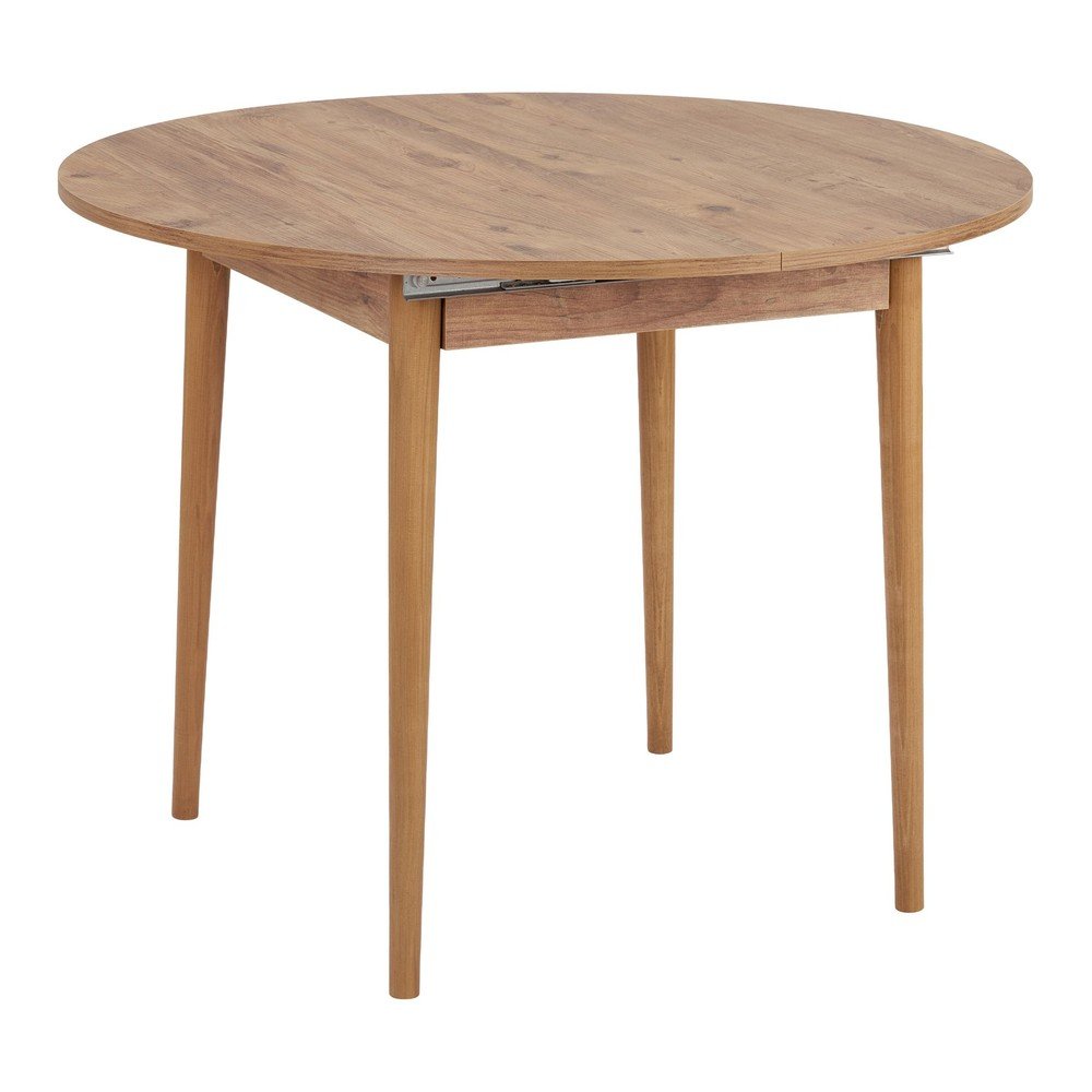 Kulatý rozkládací jídelní stůl s přídavnou deskou v dekoru borovice ø 100 cm Viona – Kalune Design