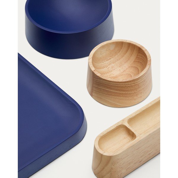 Tmavě modré/v přírodní barvě dřevěné servírovací misky v sadě 4 ks Bletz – Kave Home-image-4