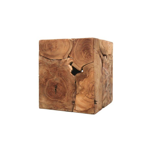 Příruční stolek z neopracovaného teakového dřeva HSM collection Cube, 30 x 35 cm-image-2