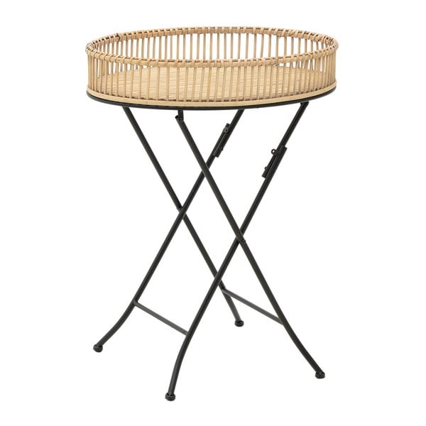 Dřevěný příruční stolek s kovovými nohami InArt, ⌀ 54,5 x 69,5 cm