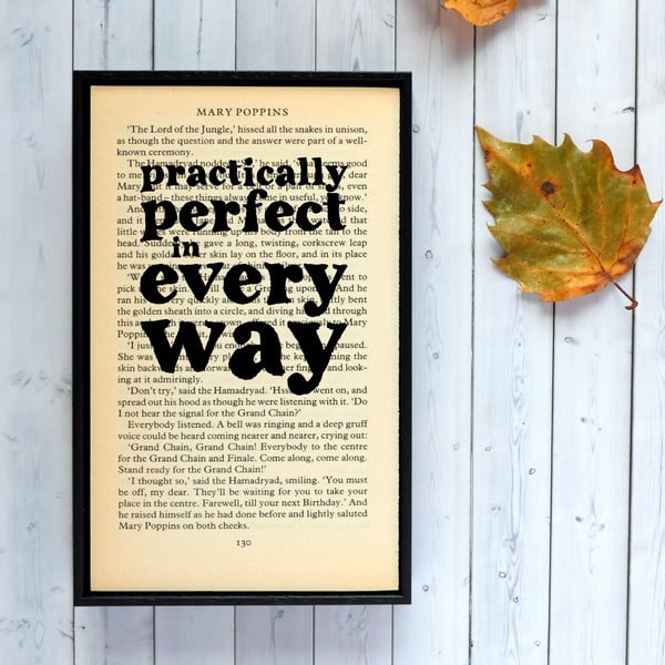 Plakát v dřevěném rámu Mary Poppins Practically Perfect