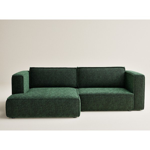 Tmavě zelená žinylková rozkládací/s úložným prostorem rohová pohovka (levý roh/s lenoškou) Velto – Maison de Rêve-image-2