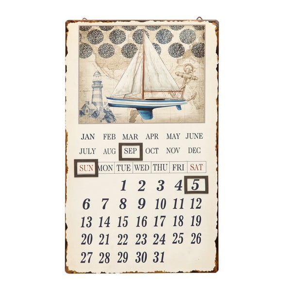 Nástěnný kovový kalendář Novita Gennaker, 30 x 50 cm