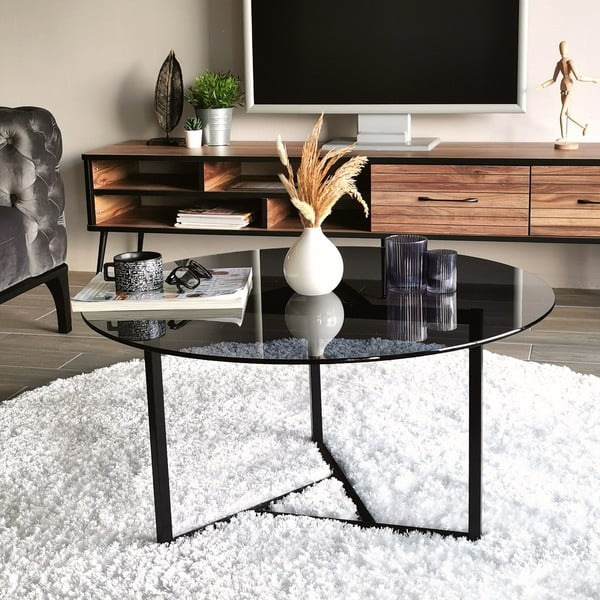 Černý kulatý konferenční stolek ø 75 cm Trio – Neostill-image-2