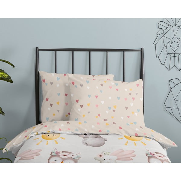 Hnědé/béžové bavlněné dětské povlečení na jednolůžko 140x200 cm Hugs – Good Morning-image-2