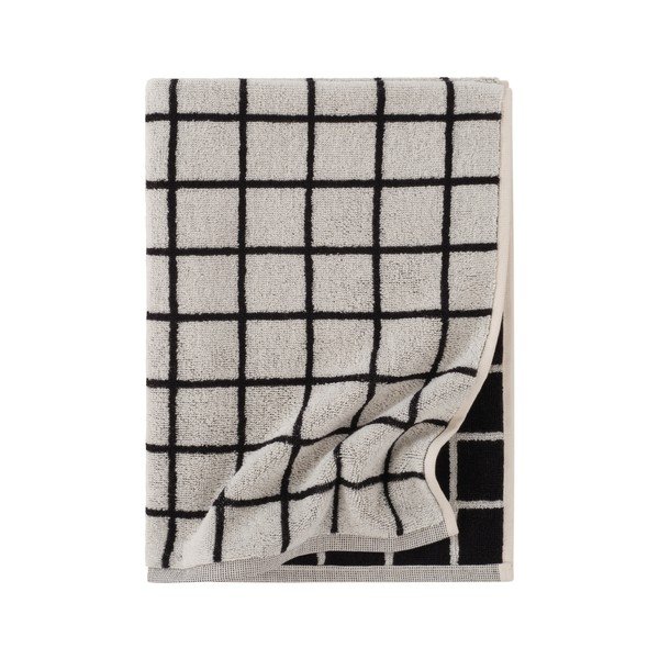 Černý/béžový bavlněný ručník 50x70 cm Grid – Jotex