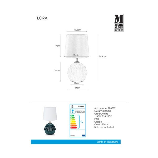 Zeleno-bílá stolní lampa Markslöjd Lora-image-1
