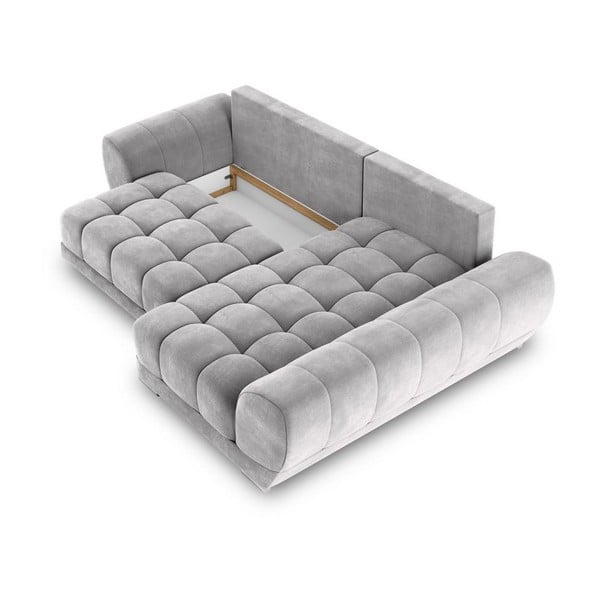 Světle šedá rozkládací rohová pohovka se sametovým potahem Windsor & Co Sofas Nuage, pravý roh-image-3