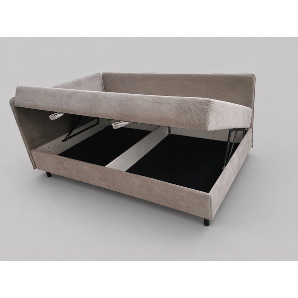 Taupe čalouněná jednolůžková postel s úložným prostorem s matrací 120x200 cm Avela - II. jakost – Bonami Selection-image-4
