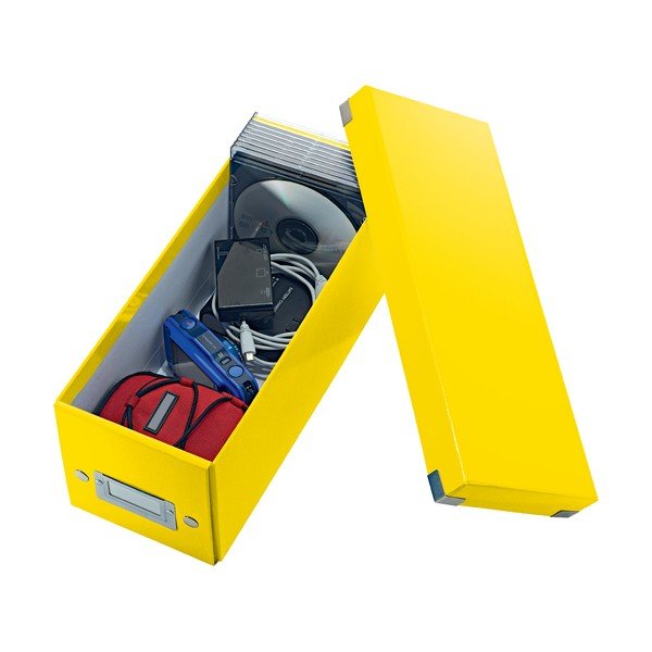 Žlutý kartonový úložný box s víkem 14x35x14 cm Click&Store – Leitz-image-2