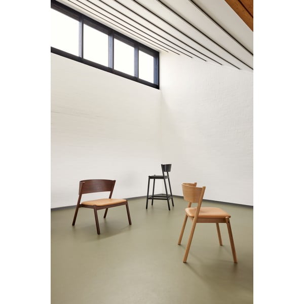 Černá barová židle v dekoru dubu (výška sedáku 75 cm) Oblique – Hübsch-image-1