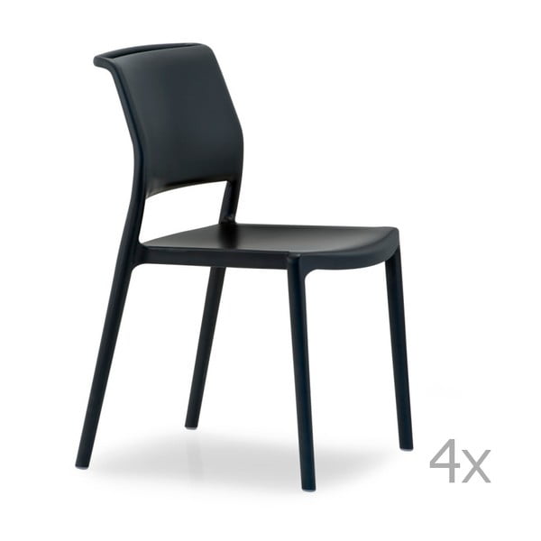 Sada 4 černých jídelních židlí Pedrali Ara