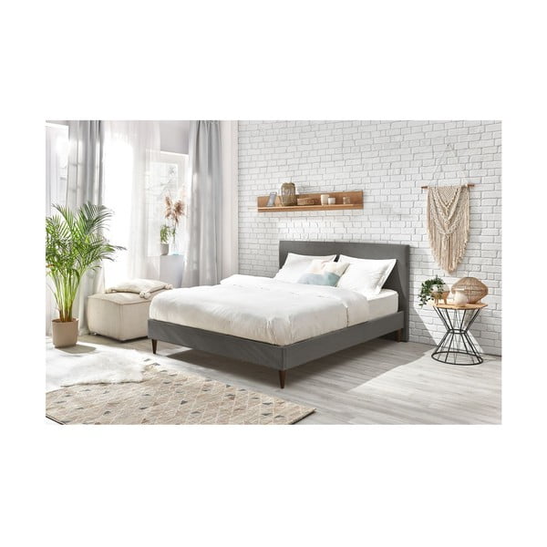 Antracitová čalouněná dvoulůžková postel s roštem 160x200 cm Anja – Bobochic Paris-image-4