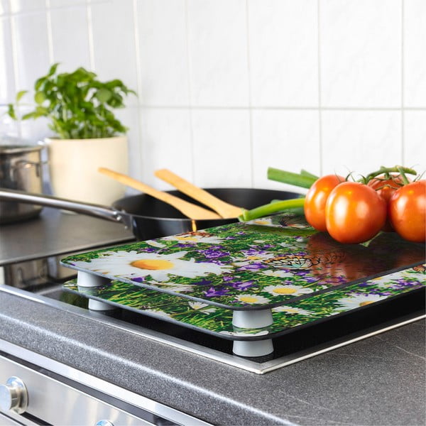 Kryty na sporák z tvrzeného skla v sadě 2 ks 52x30 cm Summer Meadow – Maximex-image-1