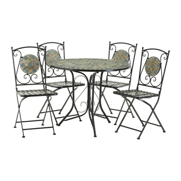 Set 4 bledě modrých zahradních židlí s mozaikou a stolku Premier Housewares Amalfi