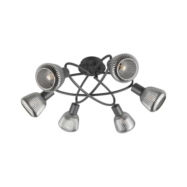 Černé stropní svítidlo se skleněným stínidlem Tarifa – Trio